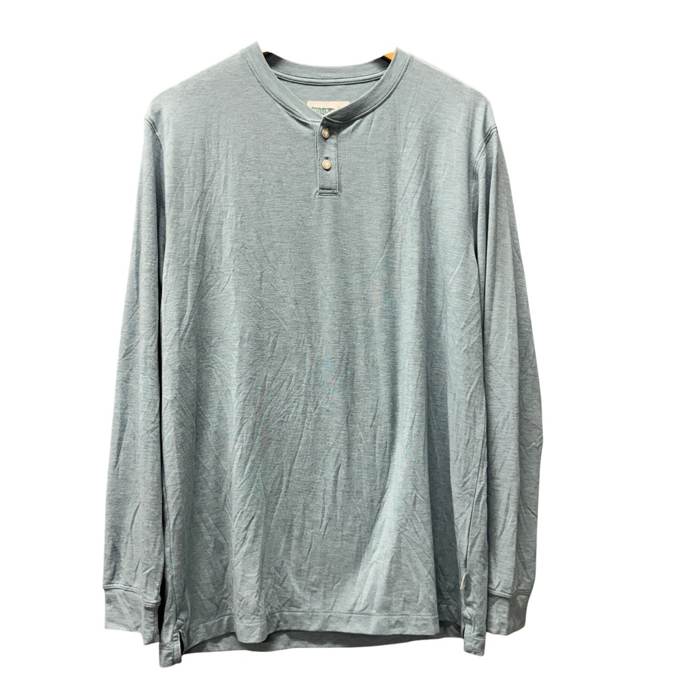 Wellen Henley Shirt Mens Large Long Sleeve Pale Blue Soft Coastal Huckberry